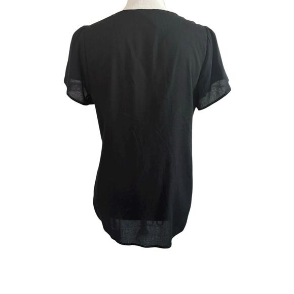 Savannah Jane Black Floral Embroidered Boho Top Small - Picture 2 of 3